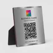 Elegante moderne aangepaste tekst logo QR-code zil Fotoplaat (Voorkant)