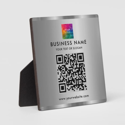 Elegante moderne aangepaste tekst logo QR-code zil Fotoplaat (Voorkant)