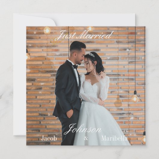 Elegante moderne aangepaste trouwfoto dankkaart (Voorkant)