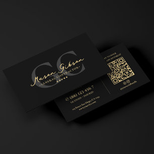 Elegante Moderne Aannemer Zwarte Script Visitekaartje