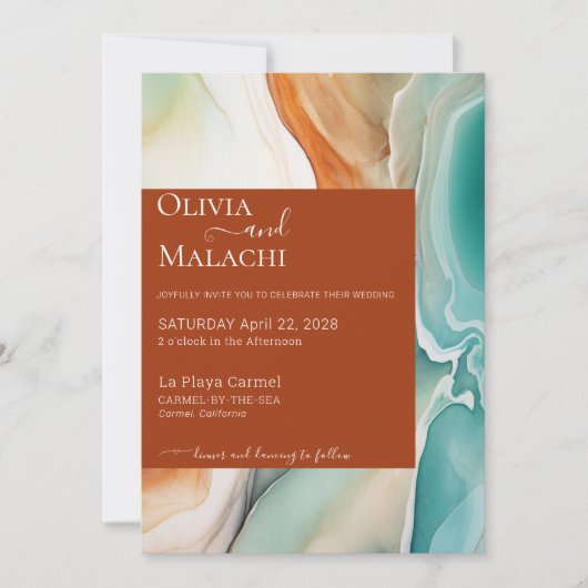 Elegante Moderne Abstracte Agaat Terracotta Kaart (Voorkant)