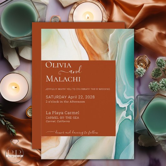 Elegante Moderne Abstracte Agaat Terracotta Kaart