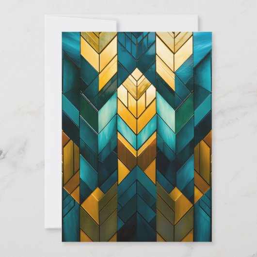 Elegante Moderne Abstracte Goud Teal Geometrisch Aankondiging (Voorkant)
