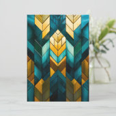 Elegante Moderne Abstracte Goud Teal Geometrisch Aankondiging (Staand voorkant)