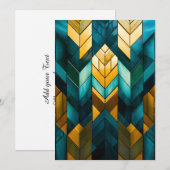 Elegante Moderne Abstracte Goud Teal Geometrisch Aankondiging (Voorkant / Achterkant)