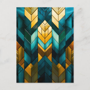 Elegante Moderne Abstracte Goud Teal Geometrisch Aankondigingskaart