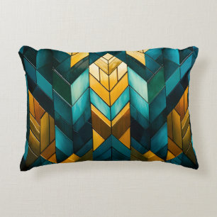Elegante moderne abstracte goud teal geometrisch accent kussen