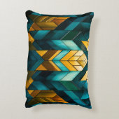 Elegante moderne abstracte goud teal geometrisch accent kussen (Achterkant (Verticaal))