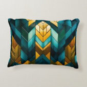 Elegante moderne abstracte goud teal geometrisch accent kussen (Achterkant)