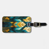 Elegante Moderne Abstracte Goud Teal Geometrisch Bagagelabel (Voorkant horizontaal)