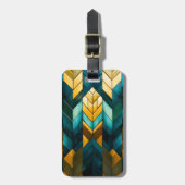 Elegante Moderne Abstracte Goud Teal Geometrisch Bagagelabel (Voorkant verticaal)