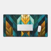 Elegante Moderne Abstracte Goud Teal Geometrisch Bureaumat (Keyboard & Muis)