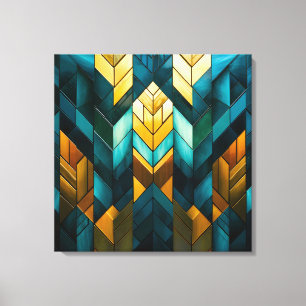 Elegante Moderne Abstracte Goud Teal Geometrisch Canvas Afdruk