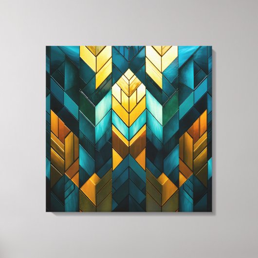 Elegante Moderne Abstracte Goud Teal Geometrisch Canvas Afdruk (Voorkant)