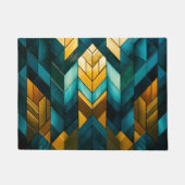Elegante Moderne Abstracte Goud Teal Geometrisch Deurmat (Voorkant)