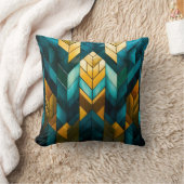 Elegante Moderne Abstracte Goud Teal Geometrisch Kussen (Deken)