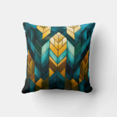 Elegante Moderne Abstracte Goud Teal Geometrisch Kussen (Achterkant)