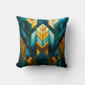 Elegante Moderne Abstracte Goud Teal Geometrisch Kussen (Voorkant)