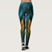 Elegante Moderne Abstracte Goud Teal Geometrisch Leggings (Achterkant)
