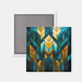Elegante Moderne Abstracte Goud Teal Geometrisch Magneet (Voorkant / Achterkant)