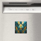 Elegante Moderne Abstracte Goud Teal Geometrisch Magneet (Insitu (Vaatwasser))