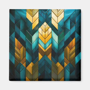 Elegante Moderne Abstracte Goud Teal Geometrisch Magneet