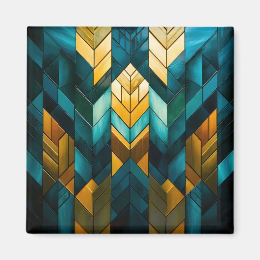 Elegante Moderne Abstracte Goud Teal Geometrisch Magneet (Voorkant)