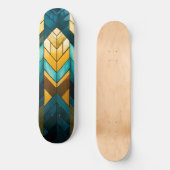 Elegante Moderne Abstracte Goud Teal Geometrisch Persoonlijk Skateboard (Voorkant)
