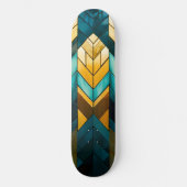 Elegante Moderne Abstracte Goud Teal Geometrisch Persoonlijk Skateboard (Voorkant)