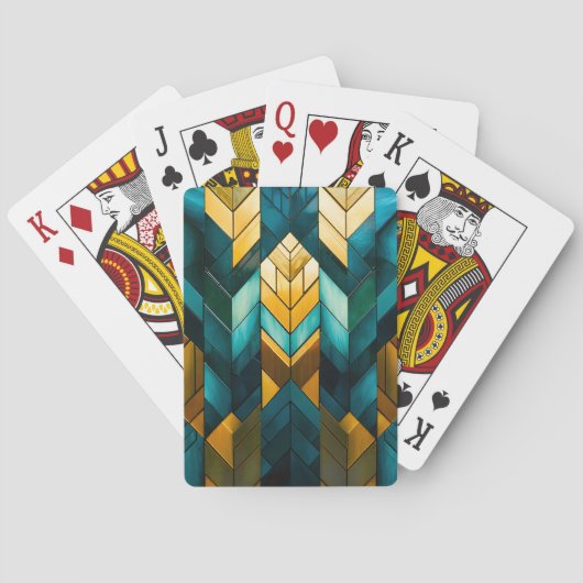 Elegante moderne abstracte goud teal geometrisch pokerkaarten (Achterkant)
