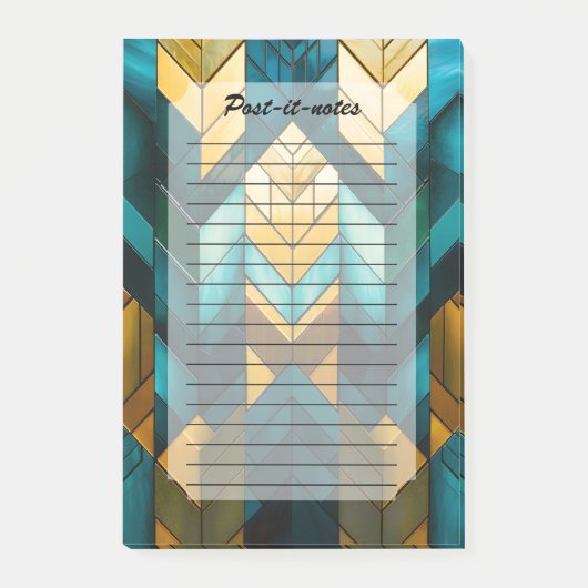Elegante Moderne Abstracte Goud Teal Geometrisch Post-it® Notes (Voorkant)