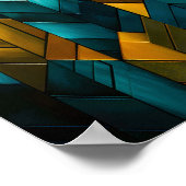 Elegante Moderne Abstracte Goud Teal Geometrisch Poster (Hoek)