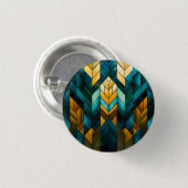 Elegante Moderne Abstracte Goud Teal Geometrisch Ronde Button 3,2 Cm (Voorkant /achterkant)