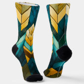Elegante moderne abstracte goud teal geometrisch sokken (Gebogen)