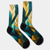 Elegante moderne abstracte goud teal geometrisch sokken (Rechts)