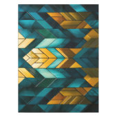 Elegante Moderne Abstracte Goud Teal Geometrisch Tafelkleed (Voorkant)