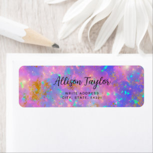 Elegante Moderne Abstracte Gouden Vuur Opal Edelss Etiket