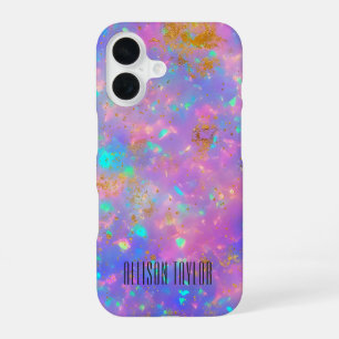 Elegante moderne abstracte gouden vuuropaal aangep iPhone 16 hoesje