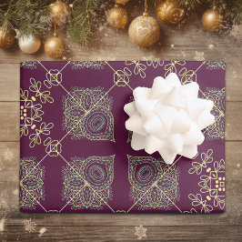 Elegante moderne Abstracte pruim en beige kerst Cadeaupapier