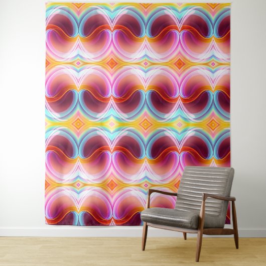 ELEGANTE MODERNE ABSTRACTE PSYCHEDELISCHE KUNST WANDKLEED (In situ)