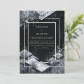 Elegante moderne Abstracte zwarte huwelijksuitnodi Kaart (Staand voorkant)