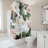 Elegante moderne acryl geschilderd floral girly ch douchegordijn (In situ)