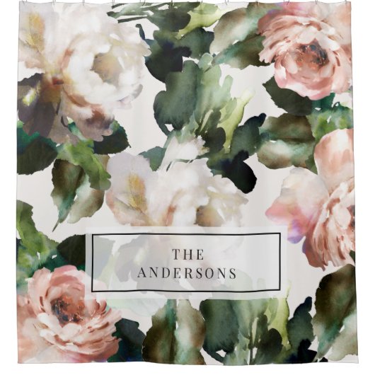 Elegante moderne acryl geschilderd floral girly ch douchegordijn (Voorkant)