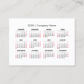 Elegante moderne afspraakkaart 2020 kalender visitekaartje (Achterkant)