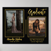 Elegante moderne afstudeer script tekst twee foto folie afdrukken (Voorkant)