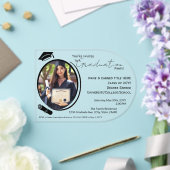 Elegante, moderne Afstudeerder foto Afstuderen, zw Acryl Uitnodigingen (Insitu (Huwelijk))