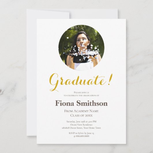 Elegante moderne afstudeerfeest foto kaart (Voorkant)