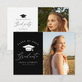 elegante moderne afstudeeruitnodiging en -aankondi bedankkaart (Voorkant / Achterkant)