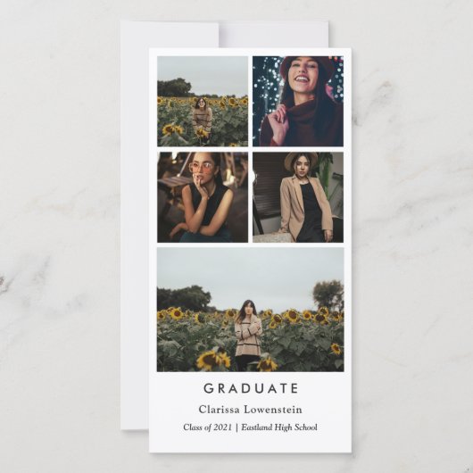 Elegante moderne Afstuderen fotocollage bedankt (Voorkant)