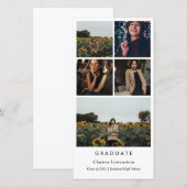 Elegante moderne Afstuderen fotocollage bedankt (Voorkant / Achterkant)